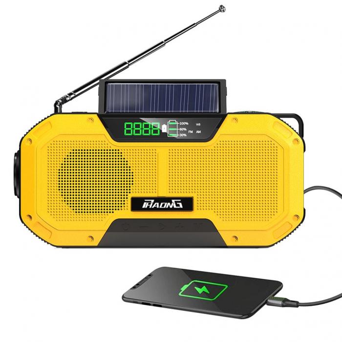 UTGATT5 - vev-radio 2000mAh Powerbank, Solceller, Ficklampa, Kompass