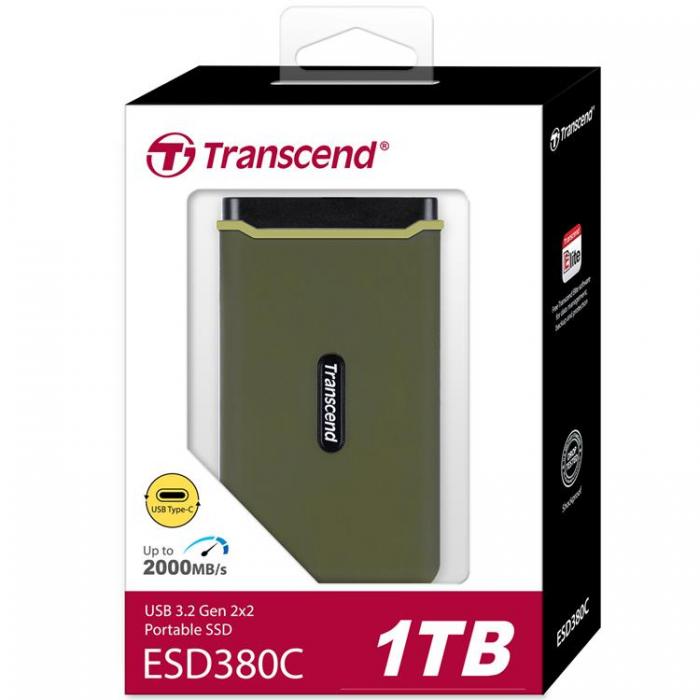 Transcend - Transcend Portabel SSD USB-C 1TB - Military Grn