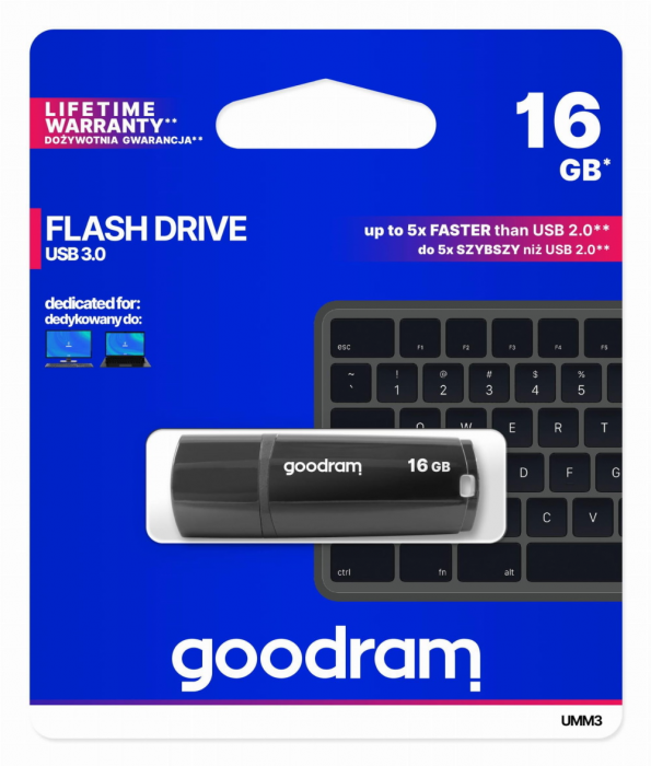 Goodram - Goodram pendrive 16GB USB 2.0 UMM3 Svart