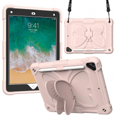 A-One Brand - iPad 9.7 (2017/2018/Air/Air2) Skal Butterfly Hybrid med Axelrem - Rosa