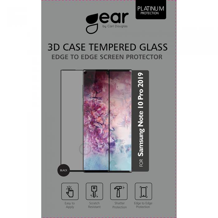UTGATT1 - GEAR Hrdat Glas 3D Full Cover Black Samsung Note 10 Plus 2019