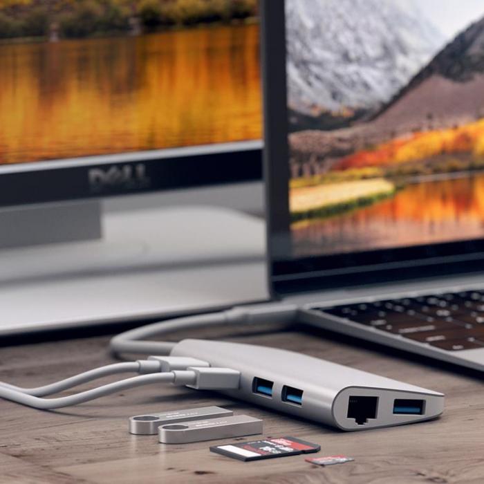 Satechi - Satechi USB-C Multimedia Adapter 4K HDMI / Mini DisplayPort - Silver