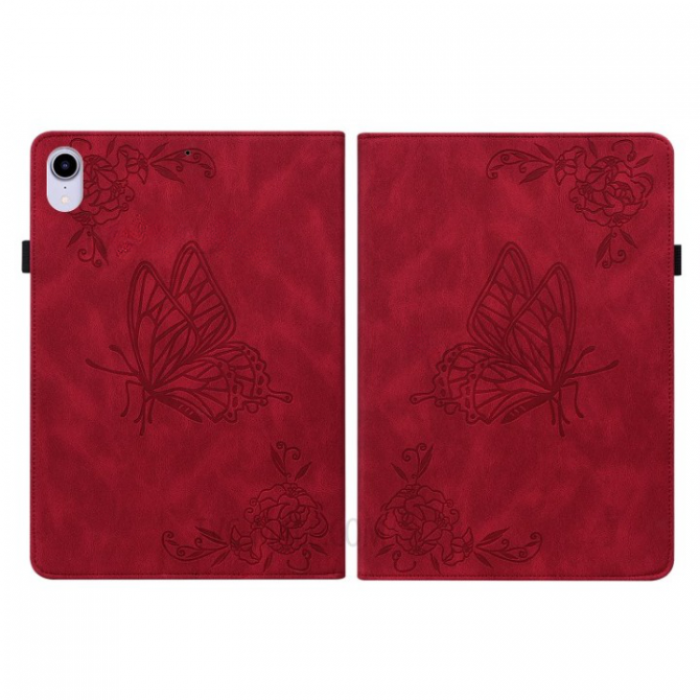 A-One Brand - iPad mini 6 (2021) Fodral Imprinted Butterfly Flower - Rd