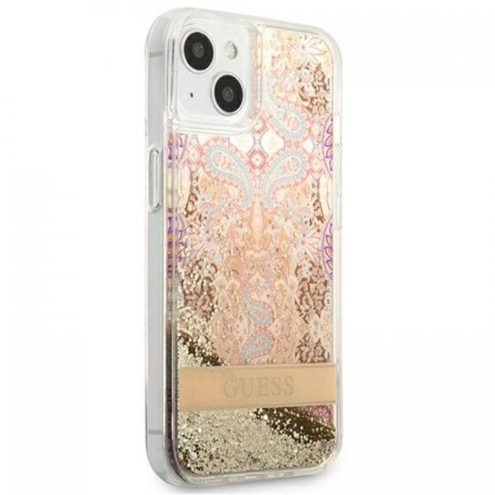 Guess - Guess iPhone 13 mini Skal Paisley Liquid Glitter - Guld