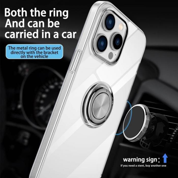 A-One Brand - iPhone 14 Pro Max Skal TPU Ring Kickstand - Transparent