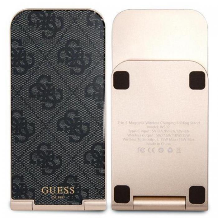 Guess - Guess 2in1 Magsafe Induktion Laddare 4G Pattern - Svart