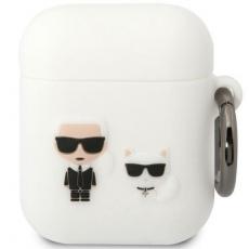 KARL LAGERFELD - KARL LAGERFELD AirPods 1/2 Skal Silicone Karl & Choupette - Vit