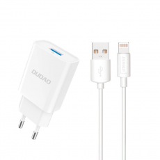 Dudao - Dudao Väggladdare USB-A Med Lightning Kabel - Vit