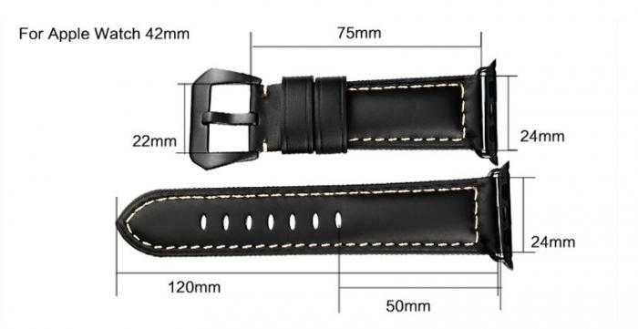 UTGATT1 - Watchband i kta lder till Apple Watch 42mm - LjusBrun