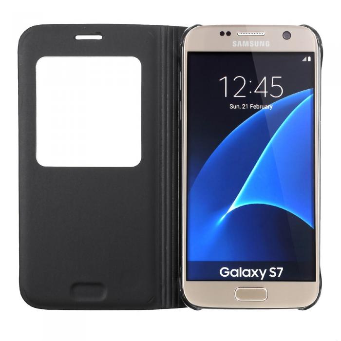 UTGATT5 - Window View Mobilfodral till Samsung Galaxy S7 Edge - Svart