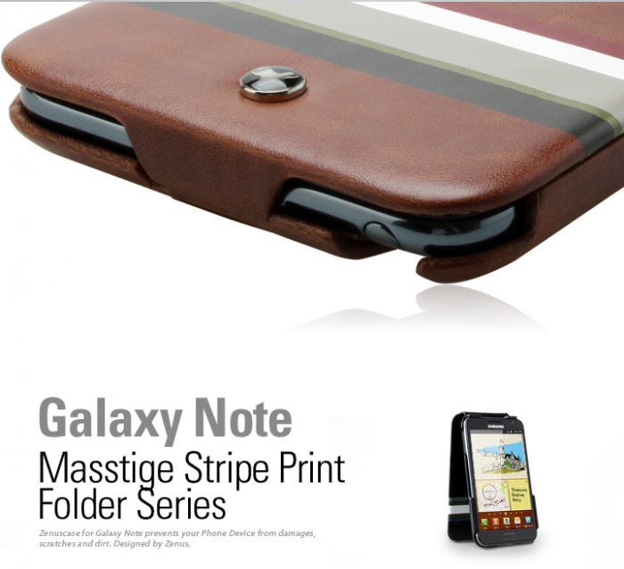 UTGATT4 - Zenus Masstige Stripe Print fodral till Samsung Galaxy Note - Khaki