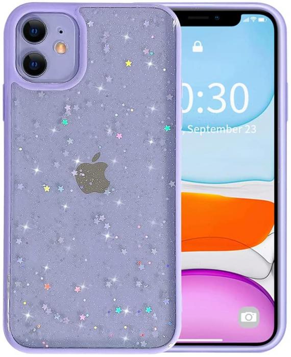 UTGATT1 - Bling Star Glitter Skal till iPhone 7/8/SE 2020 - Lila