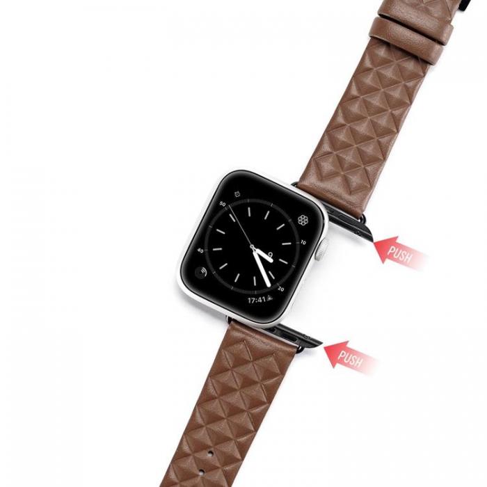 Dux Ducis - Dux Ducis Apple Watch 2/3/4/5/6/7/8/SE (41/40/38 mm) Armband kta Lder - Brun