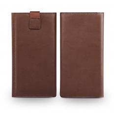 QIALINO - Universal Pouch Wallet i äkta läder Brun (L)