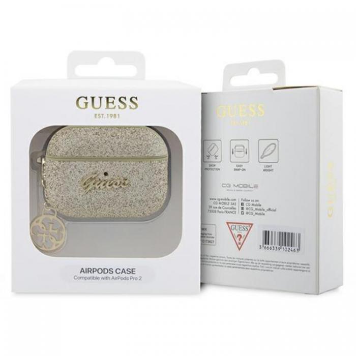 Guess - Guess Airpods Pro 2 Skal Glitter Flake 4G Charm - Guld