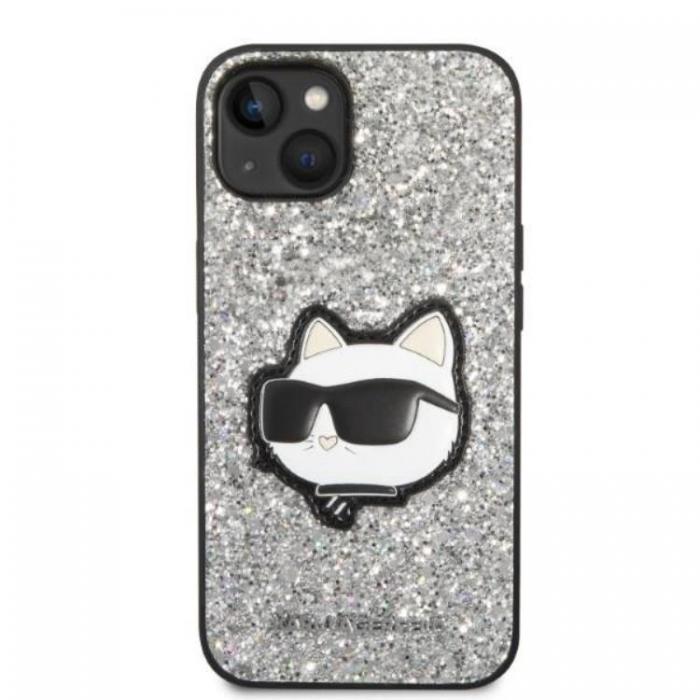 KARL LAGERFELD - Karl Lagerfeld iPhone 14 Skal Glitter Choupette Patch - Silver