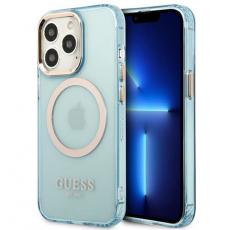 Guess - GUESS iPhone 13 Pro Skal MagSafe Gold Outline Translucent - Blå