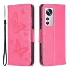 A-One Brand - Butterfly Imprinted Plånboksfodral Xiaomi 12/12X - Magenta