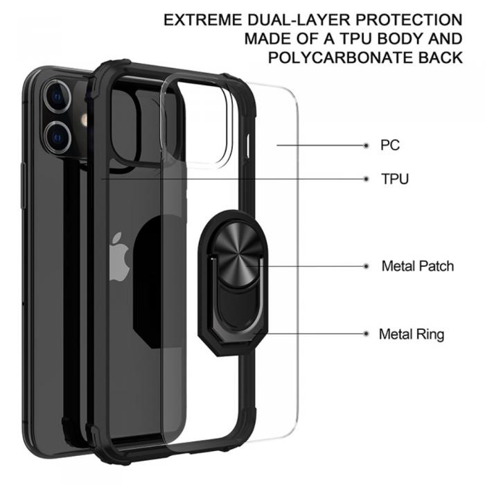 OEM - Ring Holder Mobilskal iPhone 12 & 12 Pro - Svart