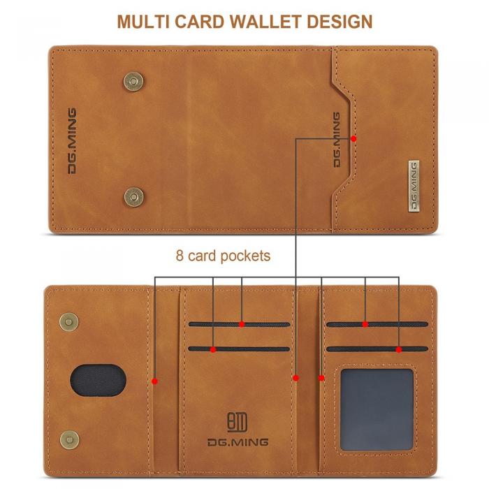 DG.MING - DG.MING iPhone 12 & 12 Pro Tri-fold Wallet Med Kickstand - Brun