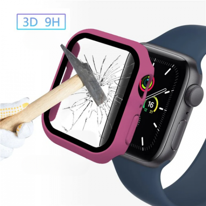 A-One Brand - 2-i-1 Skal med Hdat glas Apple Watch 7/8 (45mm) - Rosa
