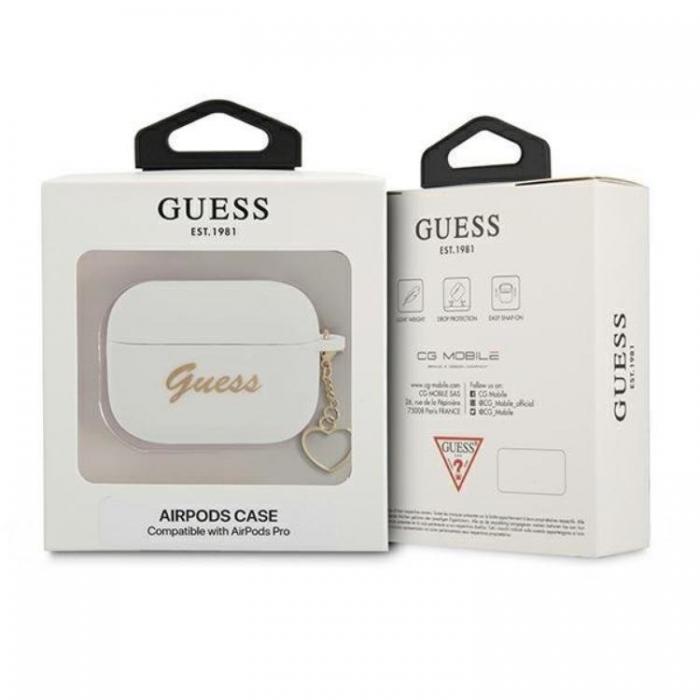 Guess - Guess Silicone Heart Charm Collection Skal Airpods Pro - Vit