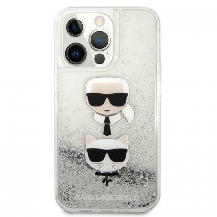 KARL LAGERFELD - Karl Lagerfeld iPhone 13 Pro/13 Skal Liquid Glitter Head - Silver