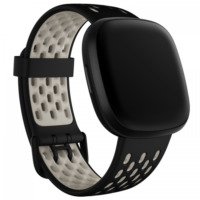Fitbit - Fitbit Versa 3/4,Sense/2 Sport Band Black/L.White S