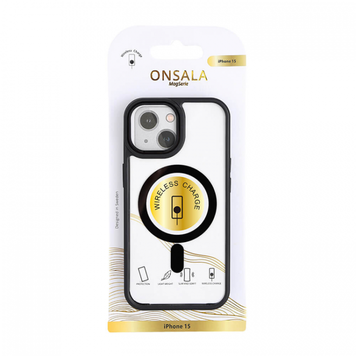 Onsala - Onsala iPhone 15 Mobilskal MagSafe Bumper - Clear/Svart
