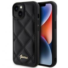 Guess - Guess iPhone 15 Mobilskal Quilted Metal Logo - Svart