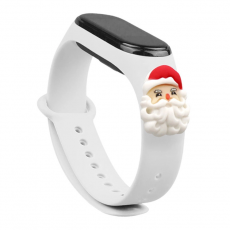 A-One Brand - Xiaomi Mi Band 3/4 Silikon Strap Xmas Santa Claus - Vit