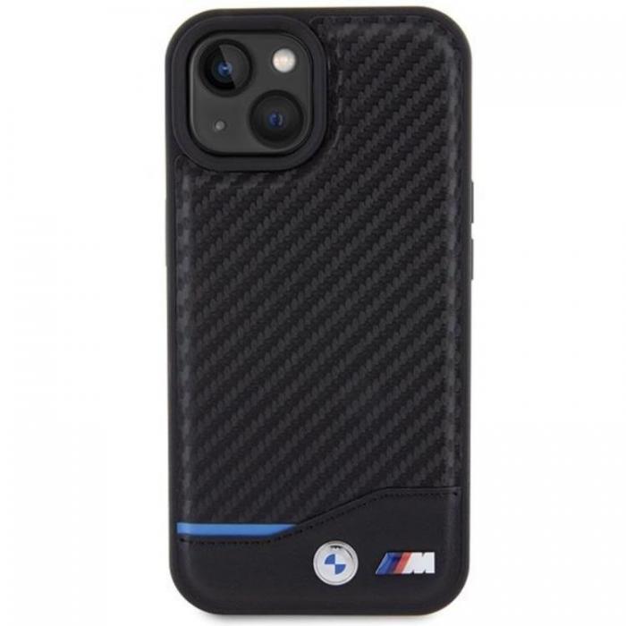 BMW - BMW iPhone 15 Plus Mobilskal Lder Carbon - Svart