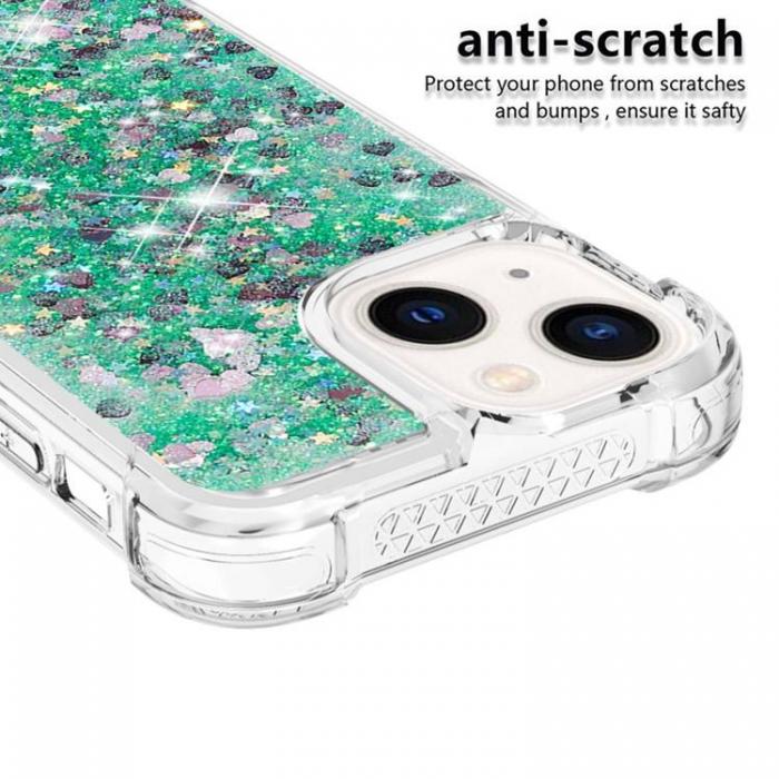 A-One Brand - iPhone 14 Skal Liquid Floating Glitter - Grn