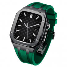 A-One Brand - Apple Watch 7/8 (45mm) Luxury Band Armor Stainless Steel - Svart/Grön