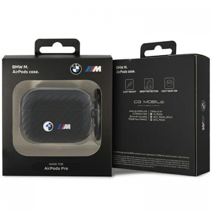 BMW - BMW Airpods Pro Skal Carbon Double Metal Logo - Svart
