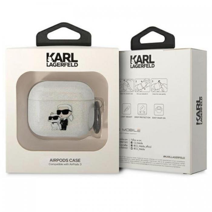KARL LAGERFELD - KARL LAGERFELD AirPods 3 Skal Gliter Karl&Choupette - Clear