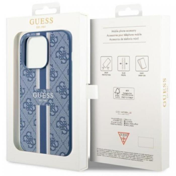 Guess - Guess iPhone 14 Pro Mobilskal MagSafe 4G Printed Stripes - Bl