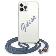 Guess - Guess Skal iPhone 12 & 12 Pro Script Vintage Strap - Blå