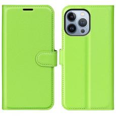 A-One Brand - Litchi Flip iPhone 14 Pro Plånboksfodral - Grön