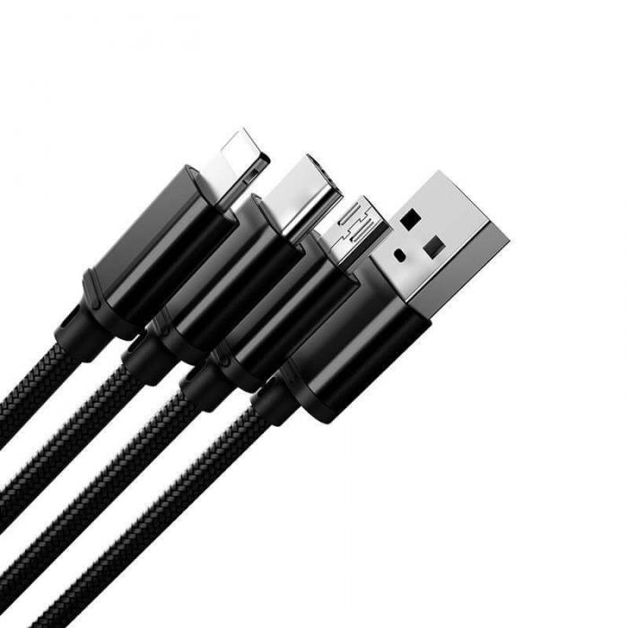 UTGATT5 - Remax Agile 3in1 USB micro USB/lightning/USB-C 2.8A 1m Svart