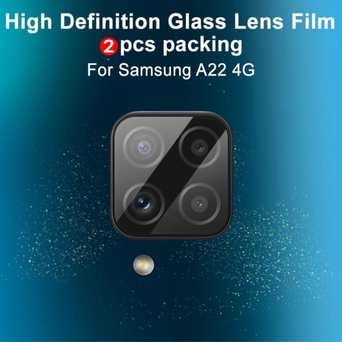 A-One Brand - Galaxy A22 4G [4-PACK] 2 X Kameralinsskydd Glas + 2 X Hrdat Glas