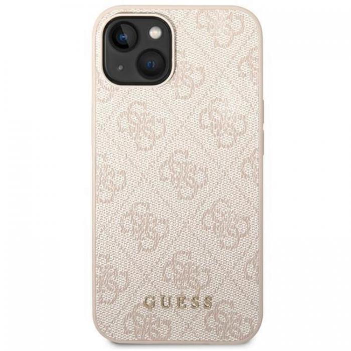 Guess - Guess iPhone 14 Plus Mobilskal 4G Metal Gold Logo - Rosa