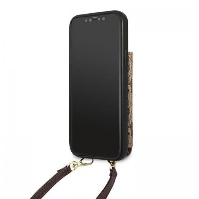 UTGATT5 - Guess iPhone 12/12 Pro Halsbandsfodral 4G Crossbody Kortplats - Brun