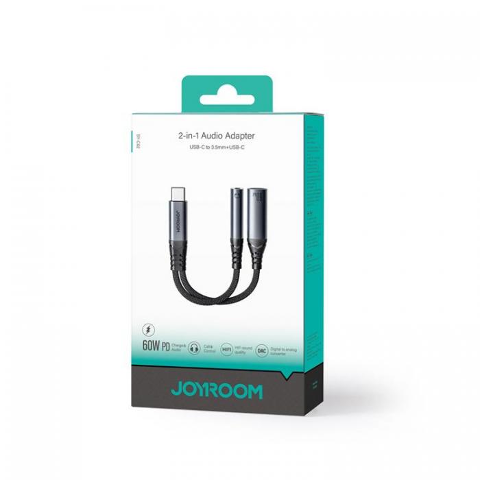 Joyroom - Joyroom 2in1 DAC Adapter USB-C/USB-C/3.5 mm Mini Jack Svart