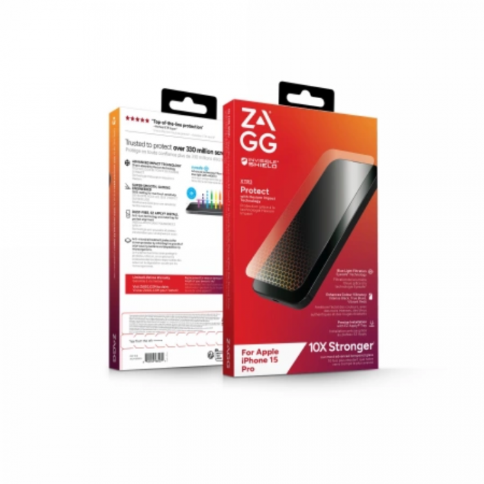 Zagg - Zagg iPhone 15 Pro Hrdat Glas Skrmskydd InvisibleShield XTR3