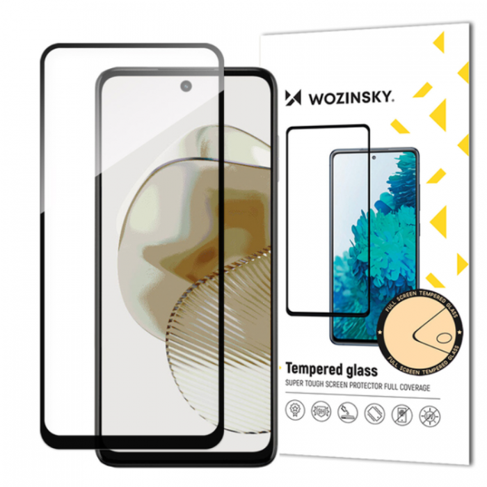 Wozinsky - Wozinsky Motorola G73 Skrmskydd i Hrdat Glas Full Glue - Svart