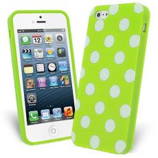 A-One Brand - FlexiCase Skal till Apple iPhone 5/5S/SE - Polkadots (Grön)