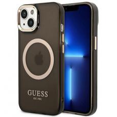 Guess - GUESS iPhone 14 Skal Magsafe Gold Outline Translucent - Svart