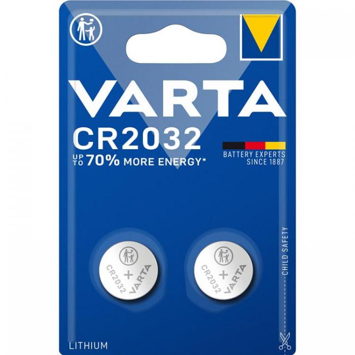 UTGATT1 - Varta 2-pack CR2032 Lithium Knappcellsbatteri 3V