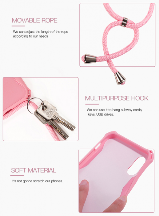 UTGATT4 - CoveredGear Necklace Case iPhone XS/X - Rosa